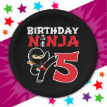 5 Year Old Karate Ninja Party Kids 5th Birthday Paper Plate<br><div class="desc">This Birthday Ninja 5 design makes a perfect gift for a 5 year old ninja birthday party gift. Features Japanese symbol for Ninjutsu with cartoon ninja karate kick the birthday boy or girl will LOVE! This ninja birthday design for boys and girls is a perfect fit for a 5 year...</div>