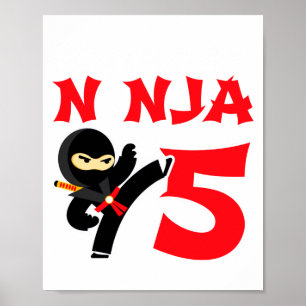 5 Year Old Karate Ninja Party Kids 5th Birthday T Poster