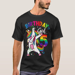 5 Year Old Kid 5th Birthday Dabbing Unicorn T-Shirt