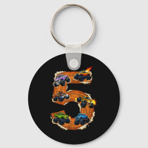 5 year old monster truck boy toddler 5th birthday5 key ring