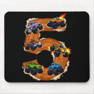 5 year old monster truck boy toddler 5th birthday5 mouse mat