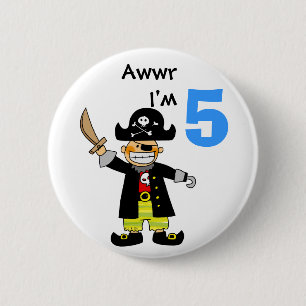 5 year old pirate boy 6 cm round badge