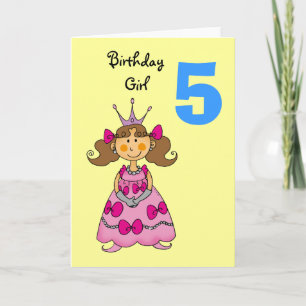 5 year old princess (brown hair) card