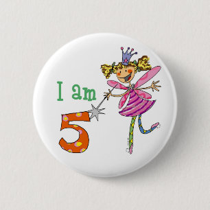 5 year old princess fairy 6 cm round badge