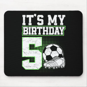 5 Year Old Soccer Boy Its My 5th Birthday Soccer L Mouse Mat