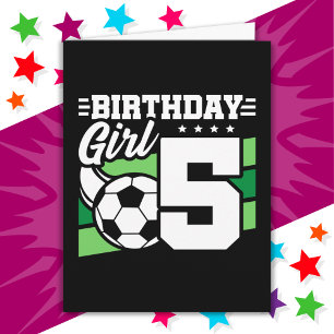 5 Year Old Soccer Football Party 5th Birthday Girl Card