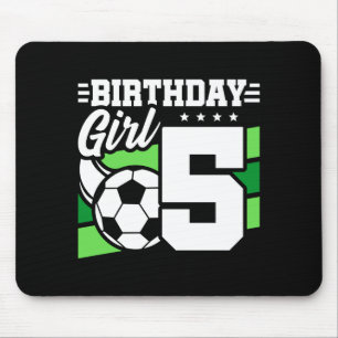 5 Year Old Soccer Football Party 5th Birthday Girl Mouse Mat