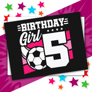 5 Year Old Soccer Football Party 5th Birthday Girl Postcard