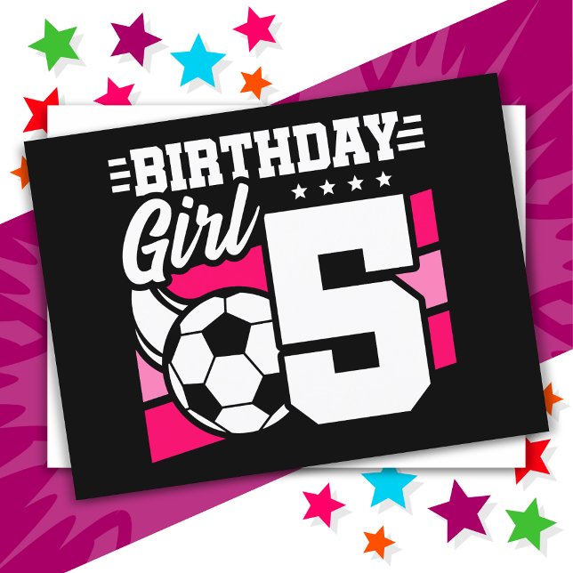 5 Year Old Soccer Football Party 5th Birthday Girl Postcard (Creator Uploaded)