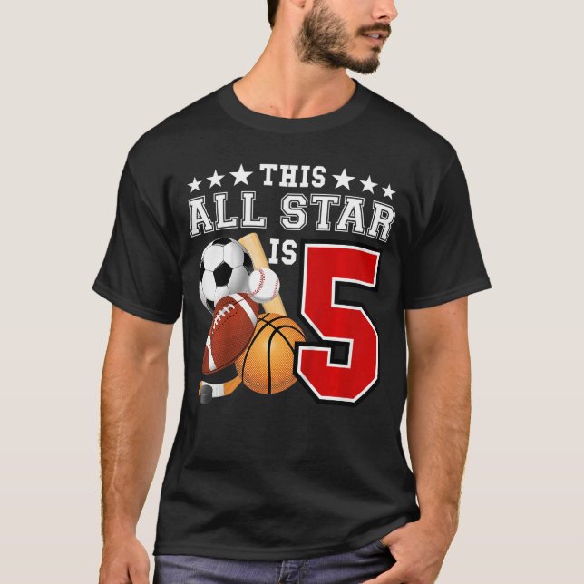 5 Year Old Sports Star Birthday Party All Sport 5t T-Shirt (Front)