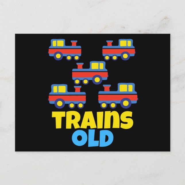 5 Year Old Train Birthday Party Theme Postcard (Front)