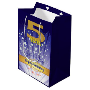 5 Year Recovery Anniversary Bold Numeral Medium Gift Bag