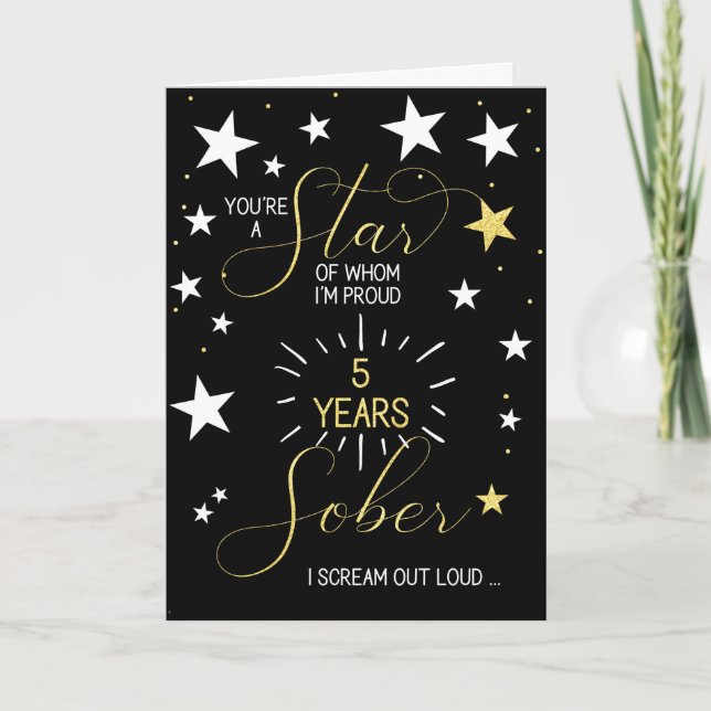 5 year Sobriety Anniversary You're a Star Card (Front)