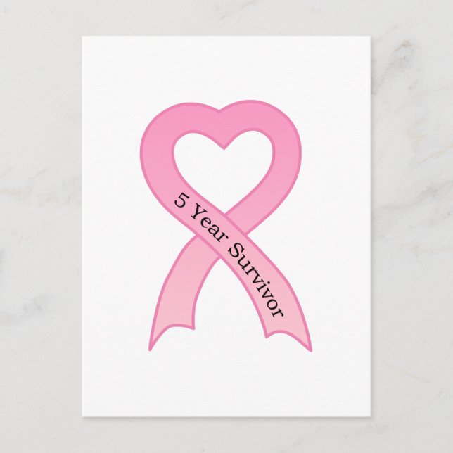 5 Year Survivor Pink Ribbon Postcard (Front)