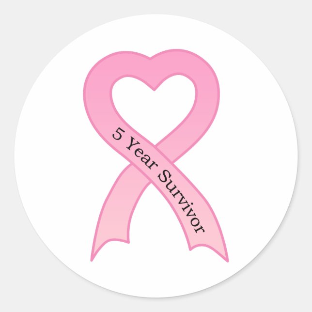 5 Year Survivor Pink Ribbon Sticker (Front)
