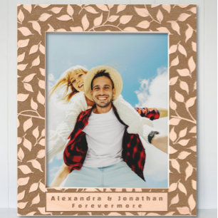 5 Year Wedding Anniversary Whimsical Leaf Pattern Etched Frames