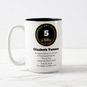 5 Year Work Anniversary   Employee Appreciation Two-Tone Coffee Mug