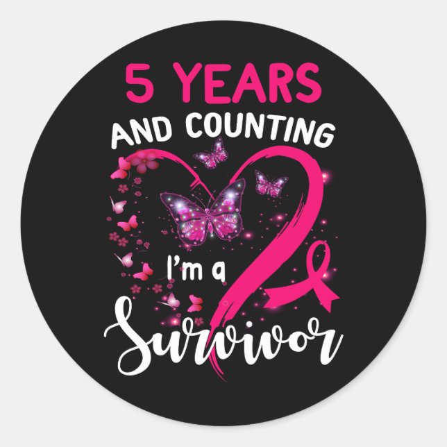 5 Years And Counting Im A Survivor 5 Years Cancer  Classic Round Sticker (Front)