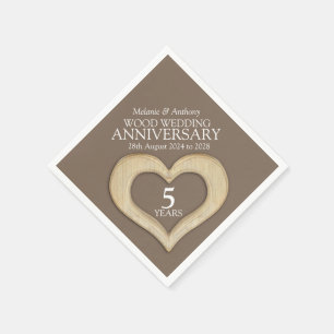 5 years anniversary wood heart custom napkins