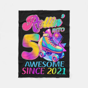 5 Years Awesome Since 2021 Hockey Theme Birthday 1 Fleece Blanket