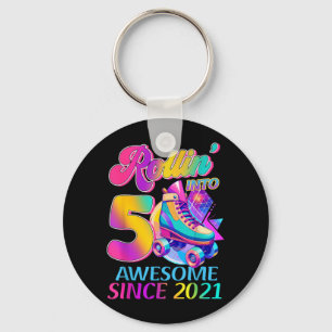 5 Years Awesome Since 2021 Hockey Theme Birthday 1 Key Ring