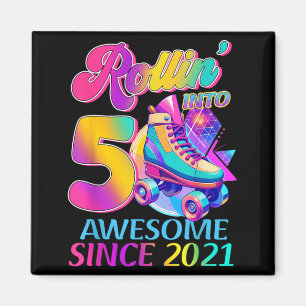 5 Years Awesome Since 2021 Hockey Theme Birthday 1 Magnet