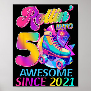 5 Years Awesome Since 2021 Hockey Theme Birthday 1 Poster
