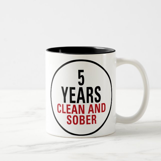 5 Years Clean and Sober Two-Tone Coffee Mug (Right)