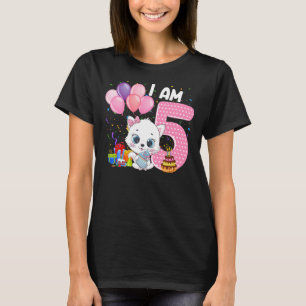 5 Years Old 5th Birthday  Kitty Girl Loves Cute Me T-Shirt