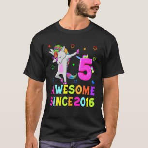 5 Years Old, 5Th Birthday Unicorn Dabbing Awesome T-Shirt