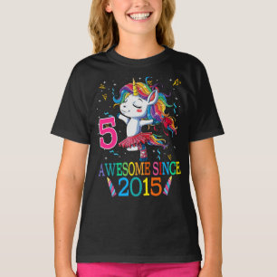 5 Years Old 5th Birthday Unicorn Dabbing Shirt