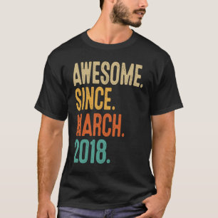 5 Years Old Awesome Since March 2018 5th Birthday  T-Shirt