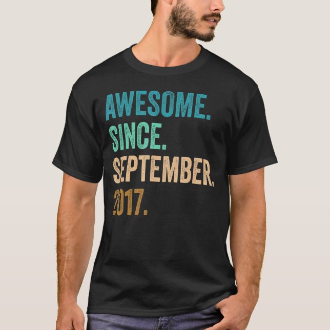 5 Years Old Awesome Since September 2017 5th Birth T-Shirt (Front)