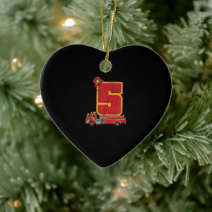 5 Years Old Birthday Boy Gifts Firefighter Ceramic Tree Decoration