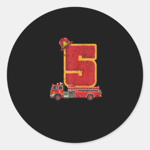 5 Years Old Birthday Boy Gifts Firefighter Classic Round Sticker