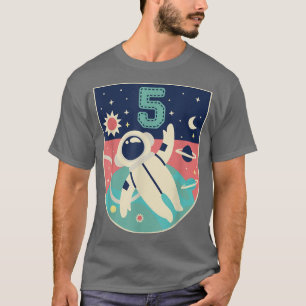 5 Years Old Birthday Boy Tee Astronaut 5th Bday Pa
