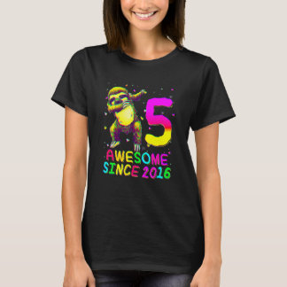 5 Years Old Birthday Sloth Dabbing 5th Birthday Sl T-Shirt