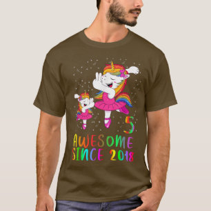 5 Years Old Birthday Unicorn Ballet Awesome Since T-Shirt