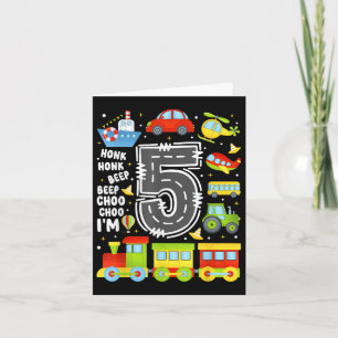 5 Years Old Boys Girls Kids 5th Birthday Transport Card