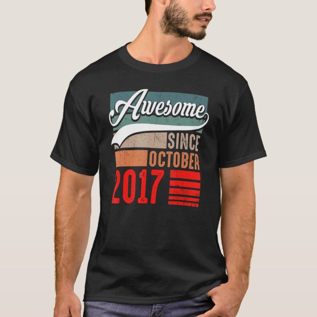 5 Years Old Funny Awesome Since October 2017 5th B T-Shirt (Front)