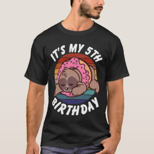 5 Years Old Funny Sloth And Donut Retro Vintage 5t T-Shirt