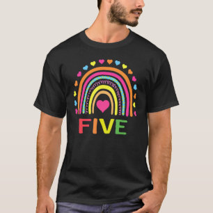 5 Years Old Rainbow 5th Birthday  For Girls Boys K T-Shirt