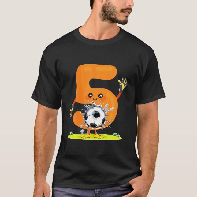 5 Years Old Soccer Birthday Party Theme 5Th Boy Gi T-Shirt (Front)
