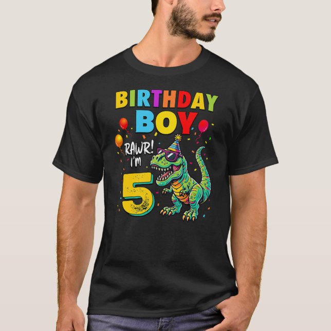 5 Years Old T-Rex Dinosaur Boy Kids 5th Birthday P T-Shirt (Front)