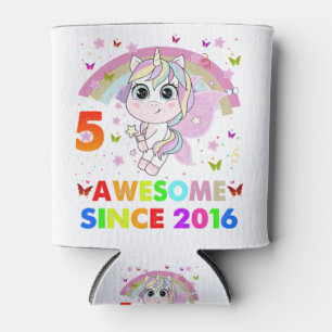 5 Years Old Unicorn 5th Birthday Girl Unicorn Part Can Cooler