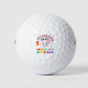 5 Years Old Unicorn 5th Birthday Girl Unicorn Part Golf Balls