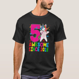 5 Years Old Unicorn Dabbing 5th Birthday Girl Teen T-Shirt
