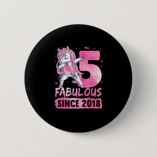 5 Years Old Unicorn Dabbing 5th Birthday Girl Unic 6 Cm Round Badge