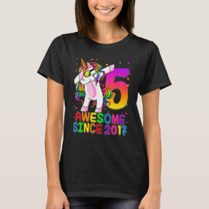 5 Years Old Unicorn Dabbing 5th Birthday Girl Unic T-Shirt