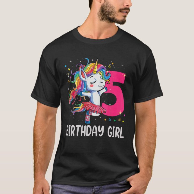 5 Years Old Unicorn Dabbing 5Th Birthday Girl Unic T-Shirt (Front)
